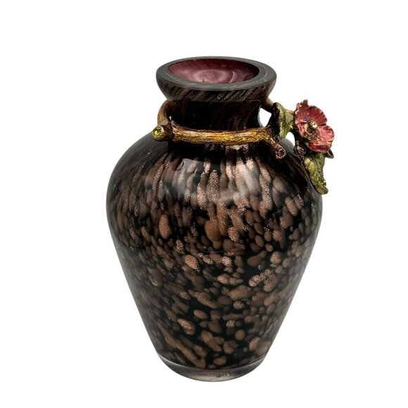 New Jay Strangwater Mini Vase Hand Blown Glass "Ginger Flower" Swarovski Crystal - Picture 5 of 9